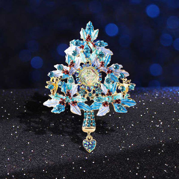 Designer Broche de luxe Fantasy Angel Émail Arbre de Noël Pendentif Bracelet Pin Coloré Diamant Vintage Rêve Fée Poitrine Fleur Accessoires