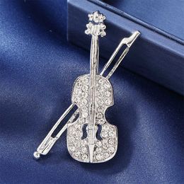 Broche de luxe de styliste, personnalité de la mode, élégant diamant incrusté de violon, broche polyvalente en strass, broderie, bijoux polyvalents pour femmes