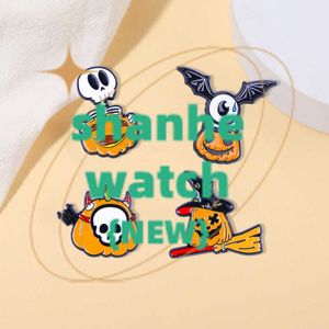 Designer luxe broche Halloween Creative Cartoon Fun Skull Head Witch Pumpkin Head Bat Badge Broche Accessoires