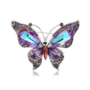 Designer Luxe Broche Licht Luxe Water Diamant Vlinder Aurora Paarse Vlinder Broche voor Damesmode Klein Jasje Vlinder Pin Gesp Accessoires