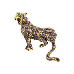 Broche de luxe de styliste, nouveau ruisseau, Animal, fleur, eau, diamant, argent, léopard, broche de poitrine, bijoux