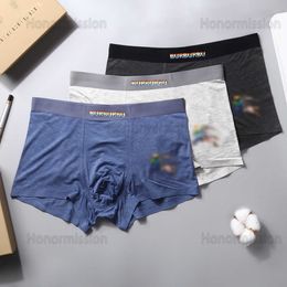 Designer Luxury Burbrery Hommes Classique Sous-Vêtements Couleur Unie Boxer Pantalon Coton Respirant Confortable Slip Trois Pièces Avec Boîte 0804
