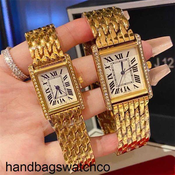 Designer Luxury Carterers His and Hers Watches Set Vintage Tank Watches Diamant Or Platine Rectangle Quartz Montre En Acier Inoxydable Cadeaux De Mode Pour Couple zc