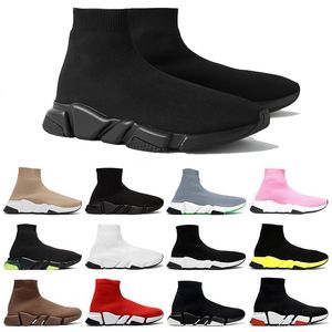 Designer Luxury Casual Chaussures Tricot à vitesse tricot Runner Stretch-Taim Sping-on Sneakers Mid High Light Running Shoe Triple Black Sneaker Mens Womens Footwear