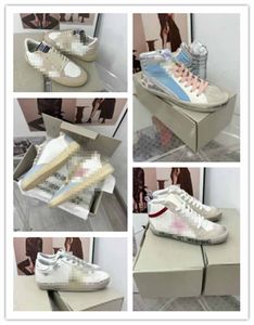 Designer Luxe Casual schoenen Dames Witleer Deluxe Brand Gold Super Low Cut Sneakers Shoes Star Mesh Leer met originele doos