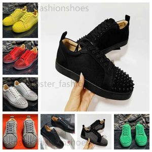 Designer Luxe Casual Semelle Bas Top Plat Rouge Bas Chaussures Spikes Noir Jaune Bleu Daim Argent Diamant Hommes Femmes Sports Chaussures De Course Baskets Plateforme Baskets