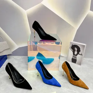Designer luxe Catwalk talons en cuir talons hauts chaussures d'extérieur SATIN SLING-BACK pompes en cuir pompe femmes talons hauts