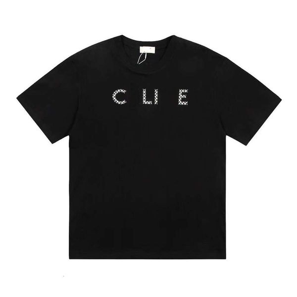 Designer Luxury Celins Classic Sail plaid noir et blanc incrusté de lettres colorées col rond T-shirt à manches courtes Chemise élégante