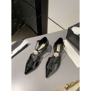 Designer Luxury Channel Classic Camellia -knop Slipper Loafers Schoenen puntig
