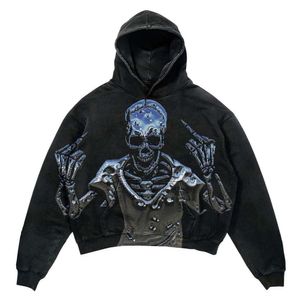 Designer de luxe Chaopai Classic 2023 Printemps automne Hip Hop Skull 3D Pull imprimé pour hommes et femmes Pull à capuche à capuche à capuche