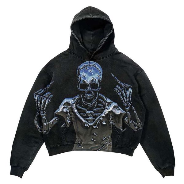 Diseñador de lujo Chaopai Classic 2023 Primavera Otoño Hip Hop Skull Suéter impreso en 3D para hombres y mujeres Sudadera con capucha con capucha de moda casual