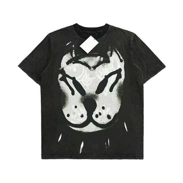 Designer Luxury Chaopai Classic Big Promotion All Cotton Fashion Dog Head Graffiti Imprimé T-shirt Street Bulldog