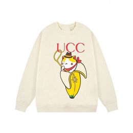 Designer Luxury Chaopai Classic Fashion merk ronde hals kat banaan cartoon print, unisex losse en veelzijdige hoodies populair