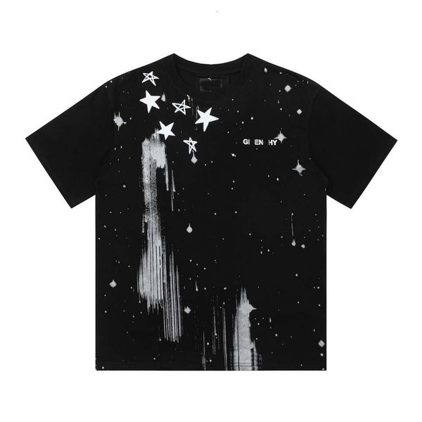 Diseñador Luxury Chaopai Classic Calidad Star Spot Ink Cartas impresas Camisetas de manga corta para hombres y mujeres