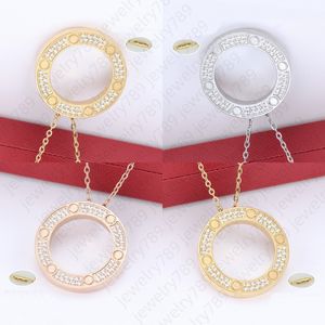 Designer Luxe Cirkel Liefde Ketting Charme voor Vrouwen Sieraden Staal Diamanten Ketting Valentijnsdag Cadeau Kettingen Choker Ketting Sieraden Accessoires Niet vervagen