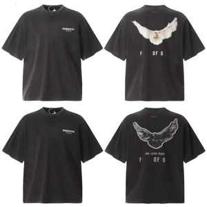 Designer Luxe Essentials Klassiek Kanyes Wests T-shirt Fogs Back Peace Dove Design Gedrukt Heren En Dames Top Zomer Ademend Katoen Los T-shirt