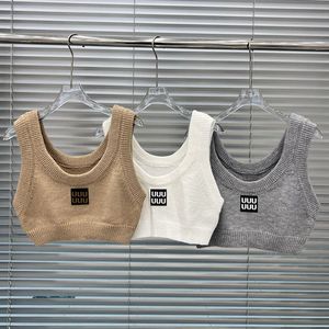 Designer Cropped Dames Singlet Tops Letter Gebreide Tanks Luxe Charmant Mouwloos Dieptepunt Tank Tops Merk Trui Camis Singlets Gebreid