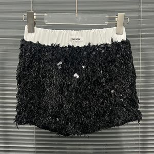 Lettre Sequin Femmes Shorts Taille Haute Designer De Luxe Mini Boxers Faux Deux Pièces Noir Sexy Boxer Shorts