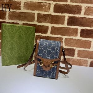 Designer Luxury Denim Leather Blue Brown Mini sac crossbody Pochette Sac Sac Portefeuille 7A Meilleure qualité