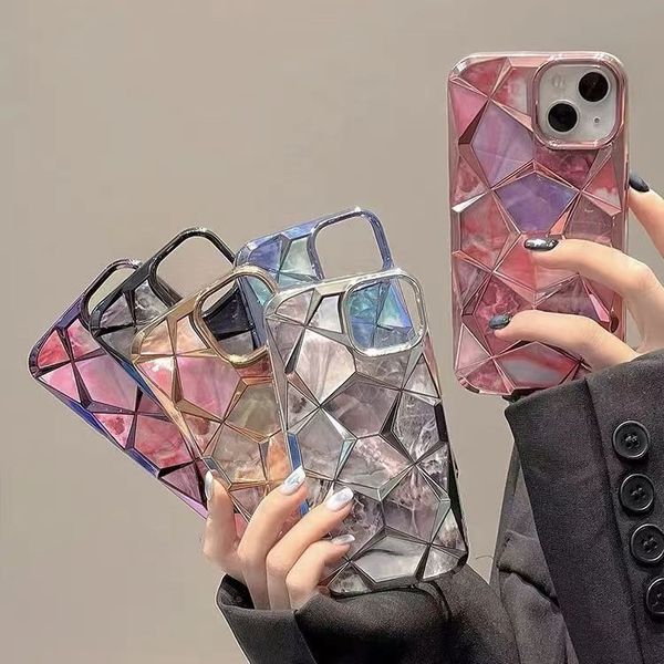 Designer Luxury Diamond Gradient Marble 3D stéréotypé Full Side Case iPhone 15 14 11 12 13 Pro Max 12 13 Mini 7 8 6 Plus X XS XR XSMAX Classic TPU Case
