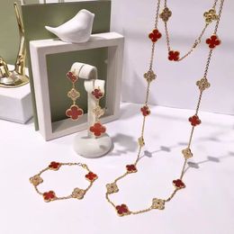 Designer luxe dupe elegante klaver ketting charme diamant verzilverde agaat hanger 20 bloemen vierbladige klaver voor meisje Valentine's verloving sieraden 2799