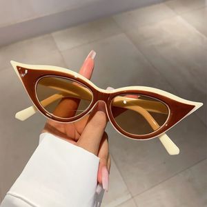 Designer Luxury Fashion Cat Oeil Crame Lunettes de soleil littérature rétro et personnalité d'art Personnalités de petites lunettes de soleil pour femmes Tendance rétro transfrontalière