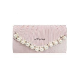 Designer luxe mode diamant pochettes sac à main à la mode perle plissée soie femmes sac à main perle sac à bandoulière