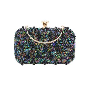 Diseñador de moda de lujo bolsos de embrague de diamantes bolso de banquete de moda bordado con cuentas de doble cara bolso de regalo de noche bolso de caja de diamantes de agua bolso de mujer bolso de cadena