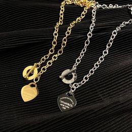 Designer Luxury Fashion Heart Love Collier Chain Cubain Chaîne 925 Colliers de lettres en acier inoxydable plaqué en or Silver Plate