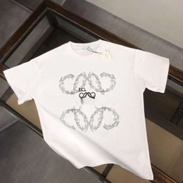 Designer luxe mode loewve t-shirt dames t-shirt hoogwaardige borduurwerk doornstrief geprint los top met korte mouwen t-shirt
