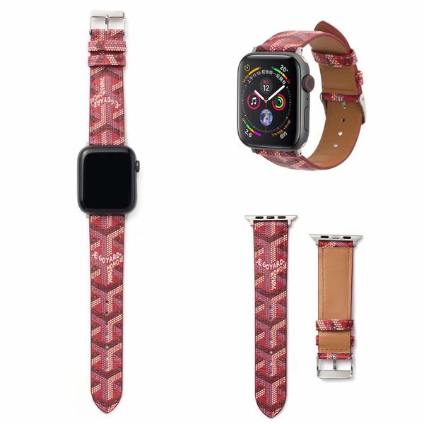 Bracelet de montre de mode de luxe de créateur adapté à Apple Watch avec Apple iwatch 1/2/3/4/5/SE/6 génération cuir européen commun 38/41/42/42/44/45/49 mm