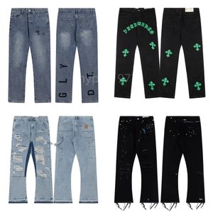 Jeans de luxe de créateurs Femmes Mode Bleu Taille Haute Street Wear Large Jambe Jean Femme Pantalon Droit Denim Pantalon Pantalon De Joggeurs Galeries Dept