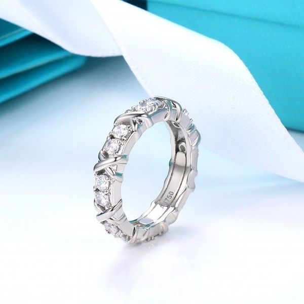 Bijoux de luxe de créateur croisés entre des bagues en or bagues en diamant bijoux de mode classiques en argent plaqué 18 carats bagues de mariage roses pour femmes hommes cadeau de fête taille 6-9