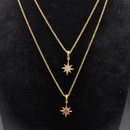 Livraison gratuite Designer Dy Luxury Jewelry David Yuman Collier Haute Version Populaire Rose Rouge North Star Collier de diamant blanc avec une longueur de 42 + 3 + 3 cm Chaîne d'extension