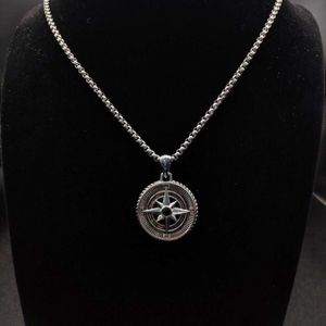 gratis verzending Designer dy luxe sieraden David Yuman ketting hoge versie kompas zwarte diamanten ketting ketting met een dikte van 3 mm en een lengte van 50 + 5 cm of 60 + 5 cm