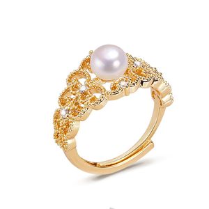 Designer Luxury Mesdames entre les anneaux d'or avec des diamants anneaux de mode Bijoux classiques 18k Mariage en rose plaquée en gros perle ajusté en gros