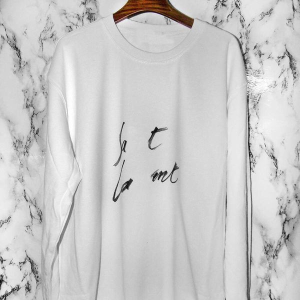 Designer Luxury Laurents Classic Calligraphie Signature Imprimer Pull à manches longues à manches longues pour hommes et femmes Pull à capuche bleu