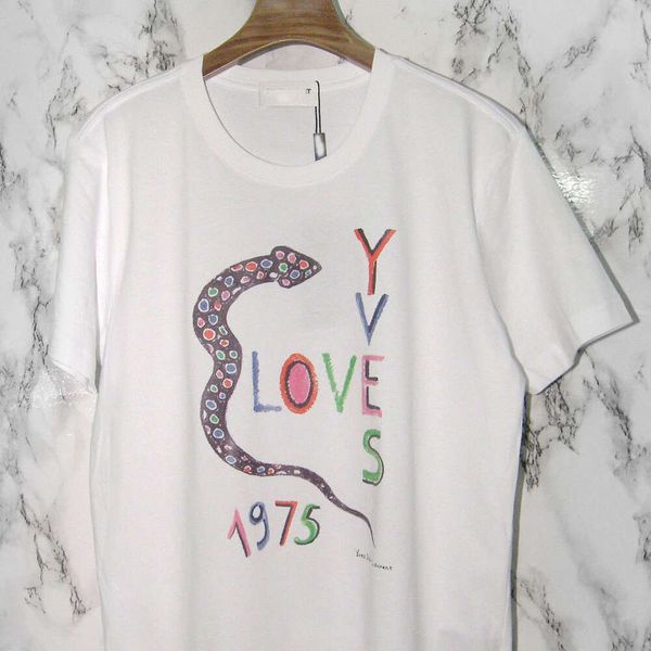 Designer luxe Laurents classique T serpent amour imprimé tendance confortable hommes et femmes couples T-shirt à manches courtes bleu
