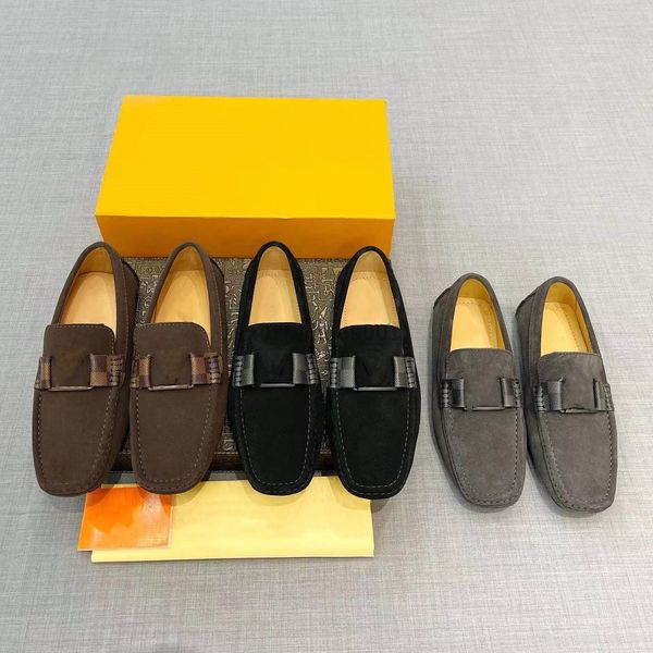 Designer de luxe en cuir chaussures mocassins hommes mocassins chaussures habillées décontractées imprimé métal sans lacet chaussures plates noeud papillon chaussures de mode pilote 03