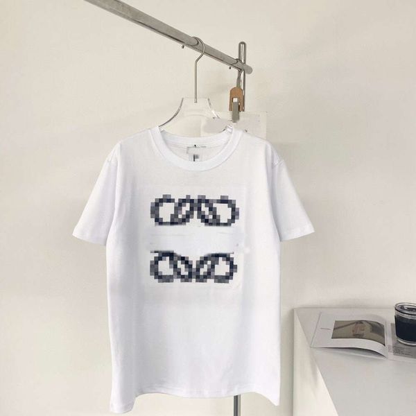Diseñador de lujo Loes Classic Camiseta de mosaico cómoda de primavera y verano, bordado tridimensional neutro, pareja informal suelta, top de manga corta