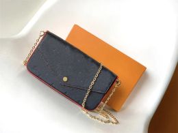 Designer de luxo m64099 pochette felicite bolsa de ombro com corrente bolsa crossbody carteira azul 7a qualidade superior