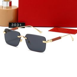 Designer Luxury Men Role Classic Brand Retro Women Sunglasses Designer Eyewear Bands Metal Frameless Sun Glasses Woman With Box Case 3031