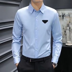 Chemises décontractées de luxe pour hommes, chemise athlétique, coupe ajustée, manches longues, extensible, sans plis, décontractée, boutonnée, chemise d'affaires, hauts pour hommes, vêtements multicolores