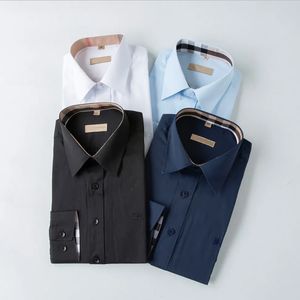 Diseñador de lujo Camisas de vestir para hombres Camisa de manga larga informal de negocios Primavera Otoño Ajuste regular Cuello flexible Estiramiento Camisas sólidas sin arrugas para hombres