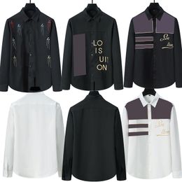 Designer luxe herenjurken shirts mannelijke lange mouw zakelijke casual borduurhemd voorjaar