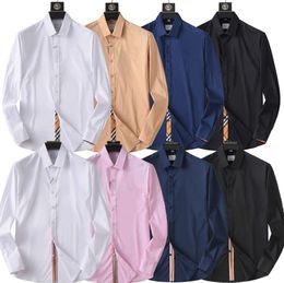 Chemises habillées pour hommes de luxe de concepteur Solide à manches longues Stretch Chemise formelle sans plis Business Casual Col boutonné pour hommes Multi-styles361