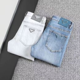 Jeans pour hommes de luxe de créateur Léger triangulaire top ligne patch lavage moto rétro couleur stretch pantalon décontracté