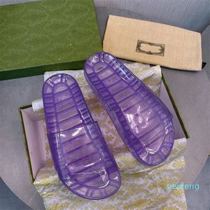 Designer Luxury Men's slide sandal feel Slip On Flat Flip Flop Sandals caoutchouc bleu transparent