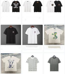 T-shirts de luxe pour hommes, marque d'impression en coton de qualité supérieure, blanc et noir, hauts décontractés, T-shirts à manches courtes, A8