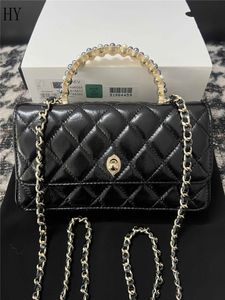 Designer Luxe Mini Flap Bag met bovenste handgreep Zwart A96055 Crossbody Schoudertas Maat: 19cm 7a Beste kwaliteit